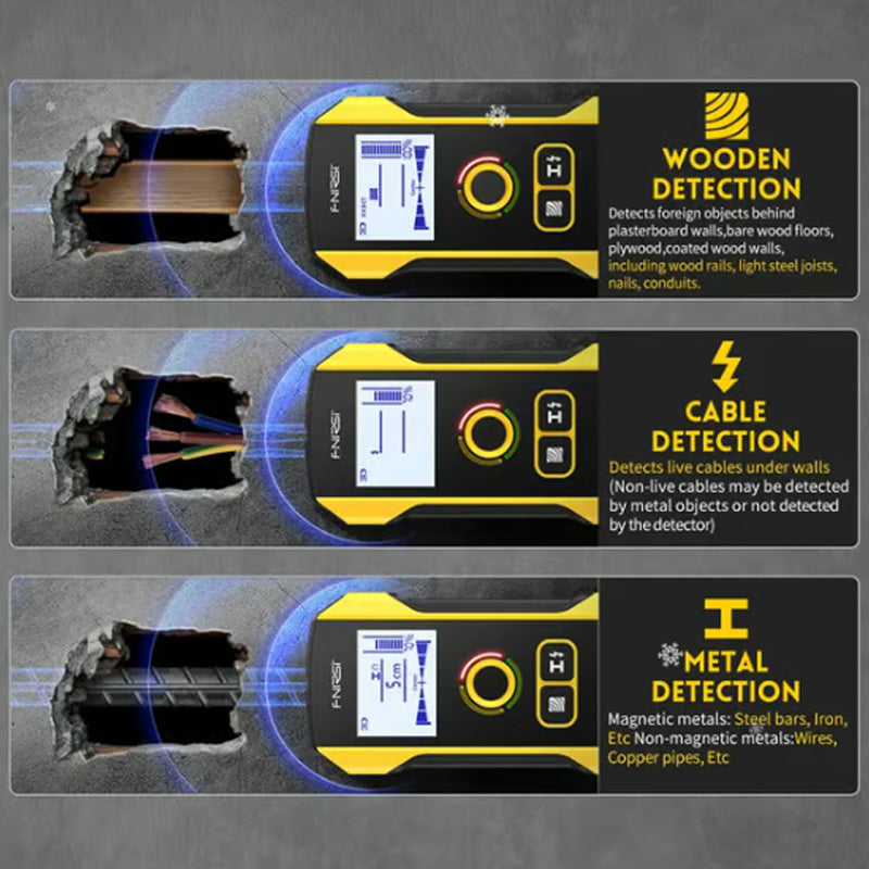 🛠️ ¡50% DE DESCUENTO POR TIEMPO LIMITADO! ✨ Detector de Metales y Escáner de Vigas 6 en 1 – Pantalla LCD, Calibración Automática, Recargable 🔋