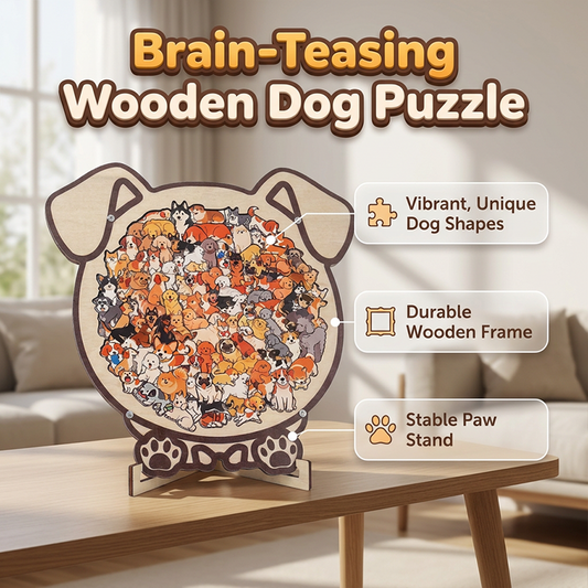 🐶 Adorable Dog-Shaped Wooden Jigsaw Puzzle