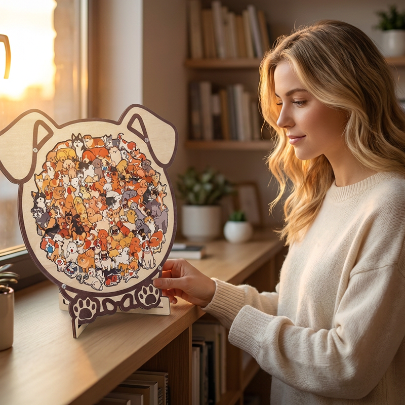 🐶 Adorable Dog-Shaped Wooden Jigsaw Puzzle