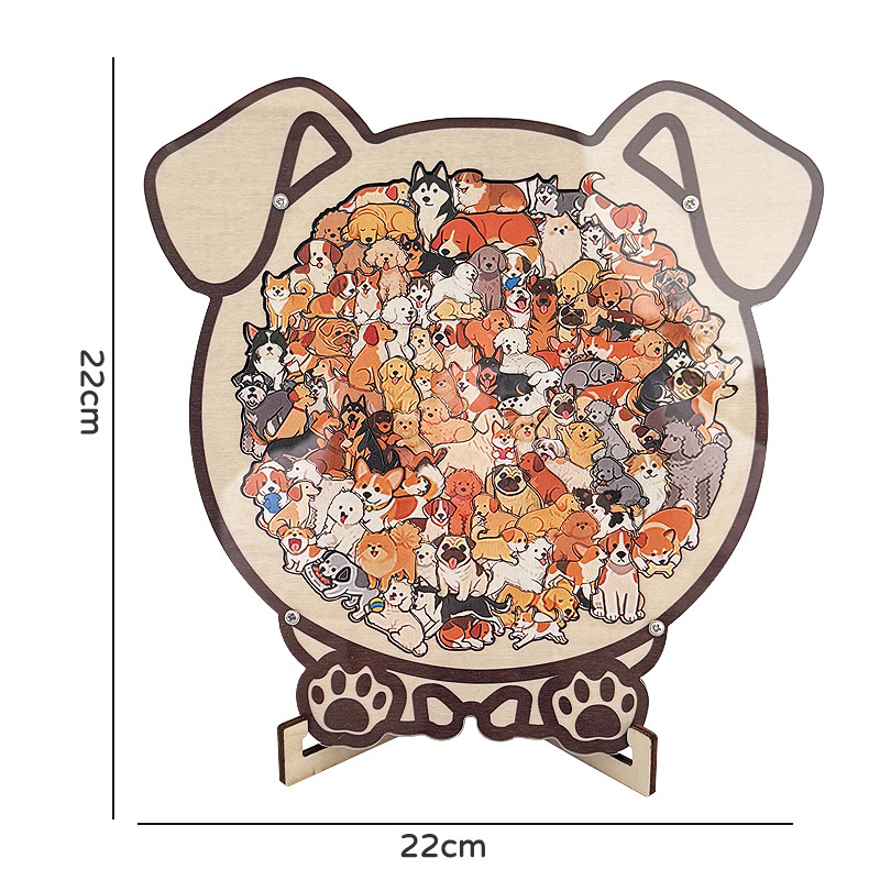 🐶 Adorable Dog-Shaped Wooden Jigsaw Puzzle