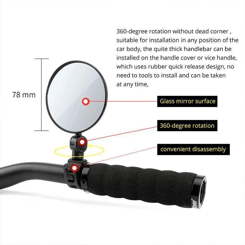 🚴‍♂️🔎 Espejo Retrovisor 360° – Giro Total, Visión Amplia y Máxima Seguridad para tu Bici 🚲🛡️