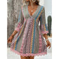 👗 Vestido mini estampado bohemio con escote en V para mujer 💃