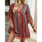 👗 Vestido mini estampado bohemio con escote en V para mujer 💃
