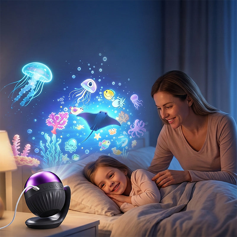 🌌 Proyector de Luz Nocturna Oceano Estrellado con Música para Dormitorios Infantiles
