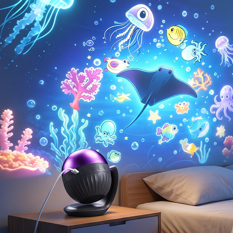 🌌 Proyector de Luz Nocturna Oceano Estrellado con Música para Dormitorios Infantiles