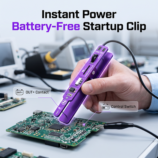 ⚡ Pinza de Arranque Sin Baterías para Reparación de Móviles y Tabletas | Interruptor de Control Preciso, Cuerpo de Aluminio Anodizado, Protección Contra Cortocircuitos para Diagnóstico de Placas Lógicas