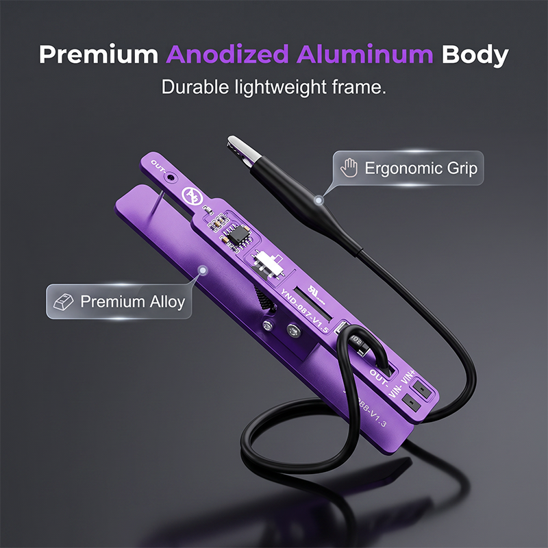 ⚡ Pinza de Arranque Sin Baterías para Reparación de Móviles y Tabletas | Interruptor de Control Preciso, Cuerpo de Aluminio Anodizado, Protección Contra Cortocircuitos para Diagnóstico de Placas Lógicas