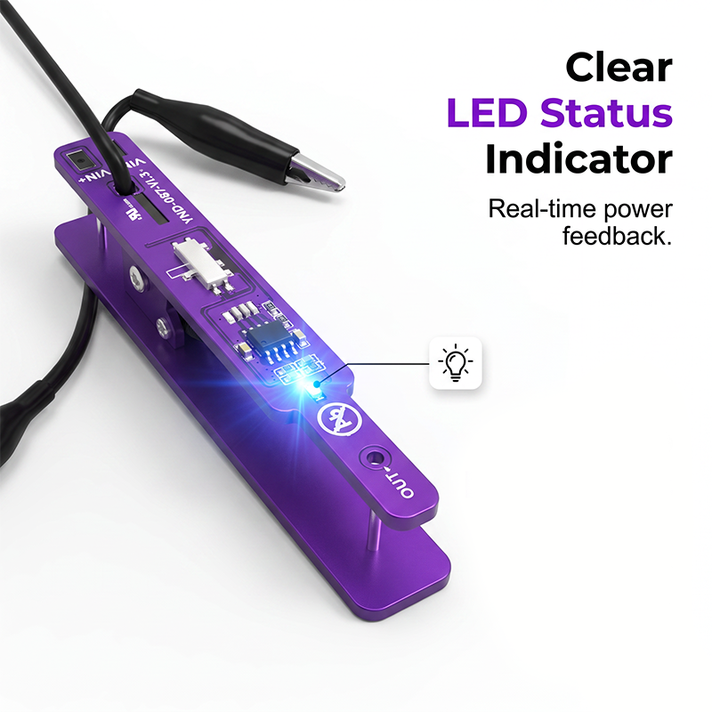 ⚡ Pinza de Arranque Sin Baterías para Reparación de Móviles y Tabletas | Interruptor de Control Preciso, Cuerpo de Aluminio Anodizado, Protección Contra Cortocircuitos para Diagnóstico de Placas Lógicas