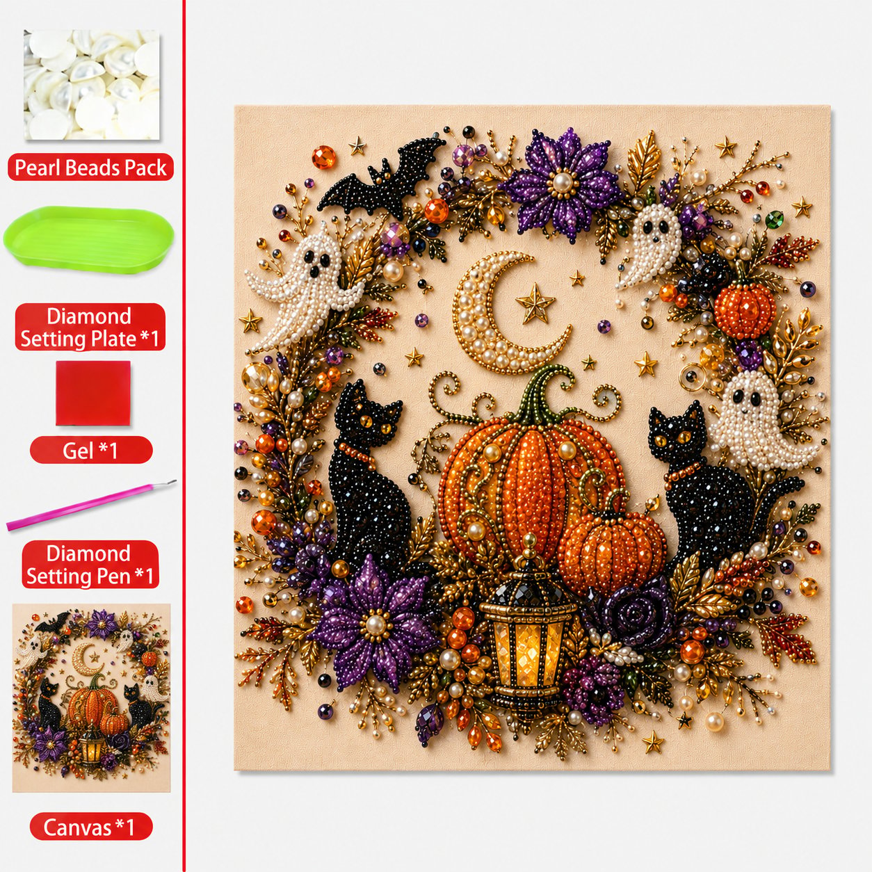 🔥 ¡ÚLTIMO DÍA, 50% DE DESCUENTO! 👻✨ Kit DIY de arte con perlas de Halloween: crea figuras adorables y espeluznantes con pequeñas perlas