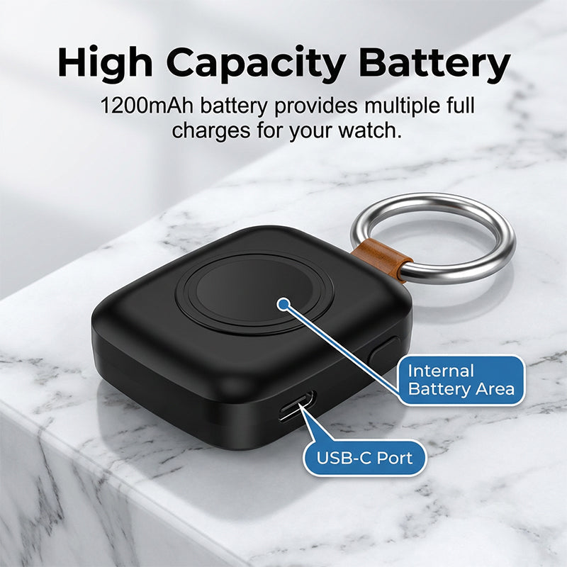 ⌚🔋 Batería externa para reloj inteligente: cargador inalámbrico, 1200 mAh, ¡compacta y elegante!