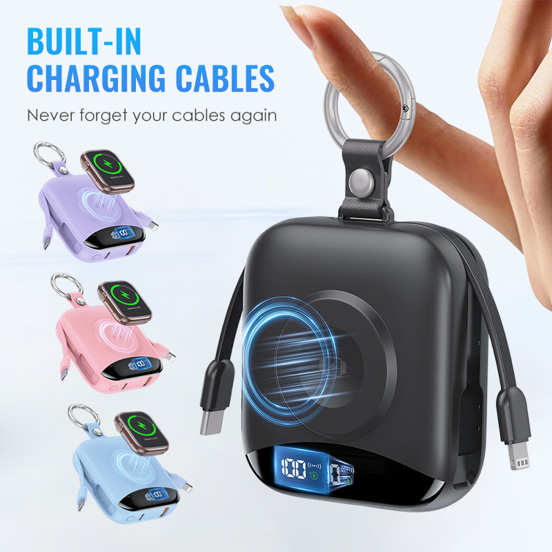🔋 Power Bank Portátil Magnético Carga Rápida 10000mAh, Carga 5 Dispositivos a la Vez con Cables Integrados