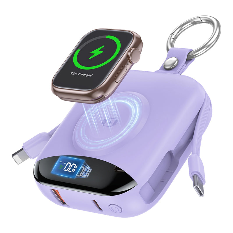 🔋 Power Bank Portátil Magnético Carga Rápida 10000mAh, Carga 5 Dispositivos a la Vez con Cables Integrados
