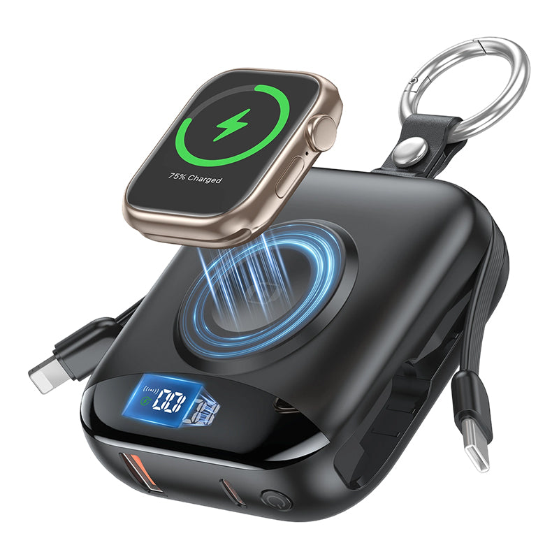 🔋 Power Bank Portátil Magnético Carga Rápida 10000mAh, Carga 5 Dispositivos a la Vez con Cables Integrados