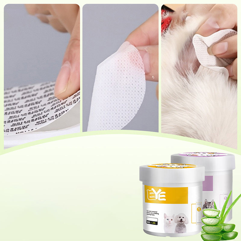 ✨ ¡Sorpresa, 50% de descuento! 🐈🐕 Mantener a tu mascota peluda limpia es fundamental. Toallitas limpiantes de origen vegetal natural para ojos y oídos de mascotas