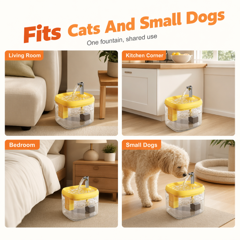 🐾 Dispensador de agua silencioso para mascotas con cuenco de PET apto para alimentos