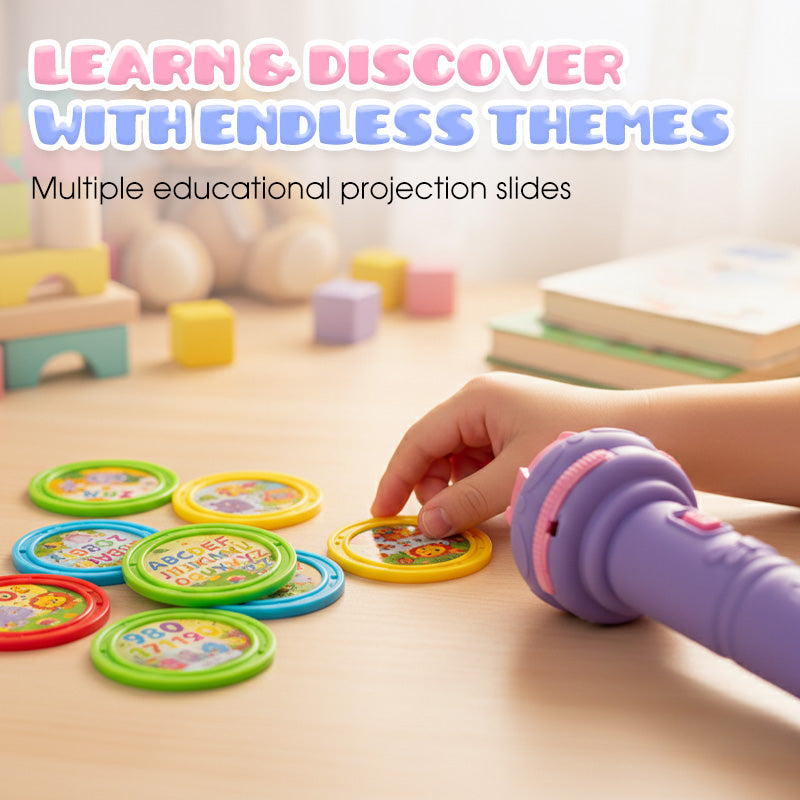 📢 ¡50% DESCUENTO POR TIEMPO LIMITADO! ⏰ Linterna proyector educativa infantil 🔦 Pulsa, proyecta y aprende – Una aventura nocturna de bolsillo ✨