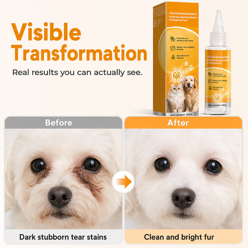 Suave producto para eliminar manchas alrededor de los ojos de mascotas, gotas nutritivas