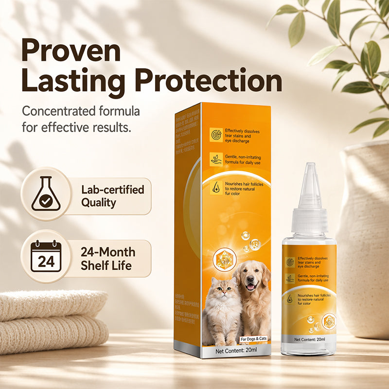 Suave producto para eliminar manchas alrededor de los ojos de mascotas, gotas nutritivas
