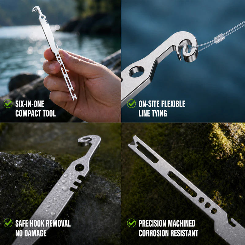 ⏳50% de descuento por tiempo limitado⏰Herramienta multifunción de pesca 6 en 1 de acero inoxidable, extractor de anzuelos y atador de nudos🎣🐟