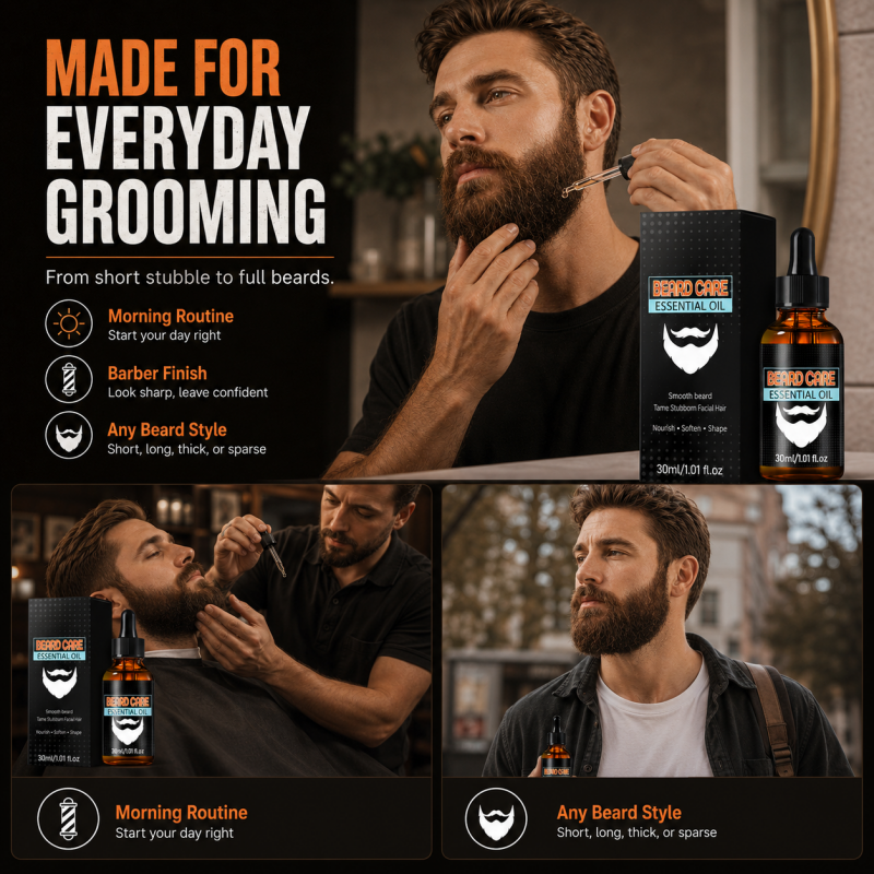 ✨ Aceite esencial para el cuidado de la barba – absorción rápida, no graso, nutre la piel y la barba 🌿