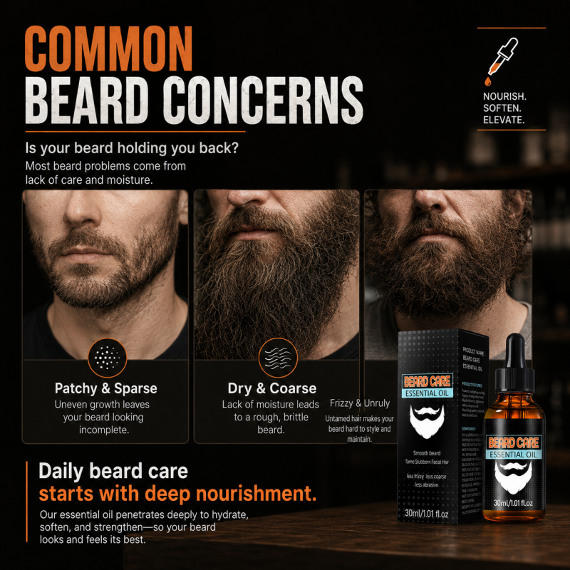 ✨ Aceite esencial para el cuidado de la barba – absorción rápida, no graso, nutre la piel y la barba 🌿