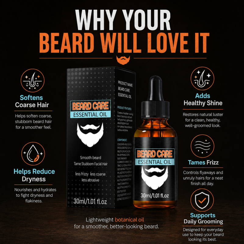 ✨ Aceite esencial para el cuidado de la barba – absorción rápida, no graso, nutre la piel y la barba 🌿