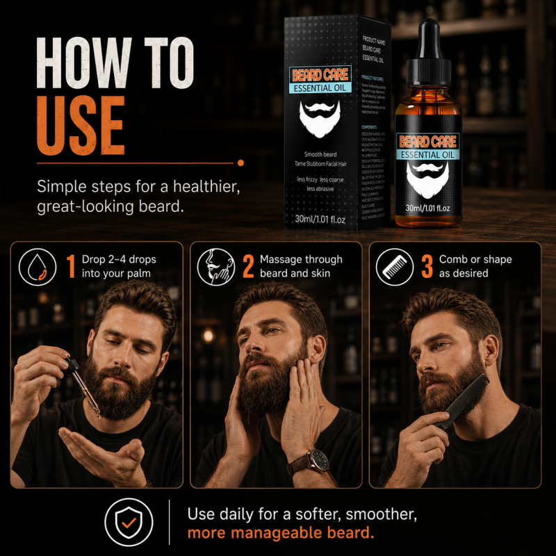 ✨ Aceite esencial para el cuidado de la barba – absorción rápida, no graso, nutre la piel y la barba 🌿
