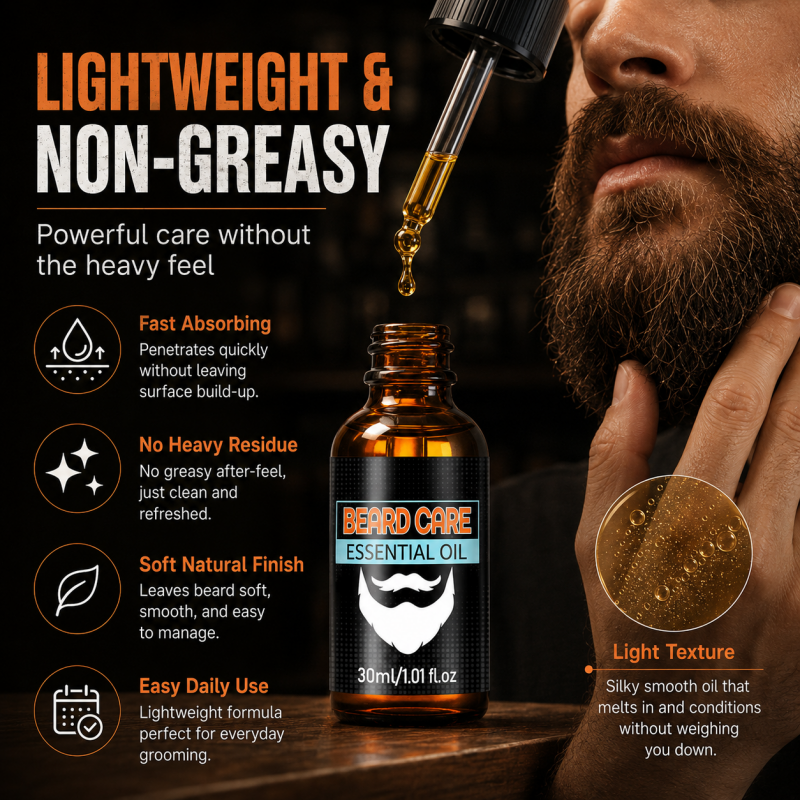 ✨ Aceite esencial para el cuidado de la barba – absorción rápida, no graso, nutre la piel y la barba 🌿