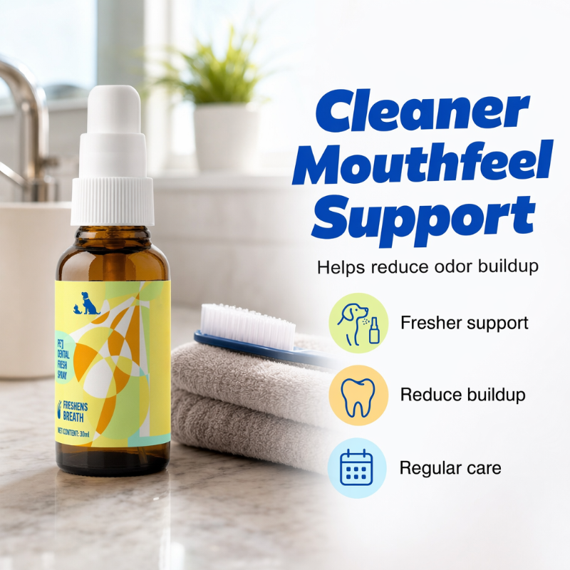 🔥Gran Oferta 50% DESCUENTO🔥 Spray refrescante para el aliento de mascotas – Menta y enzimas, sin necesidad de cepillar🐶