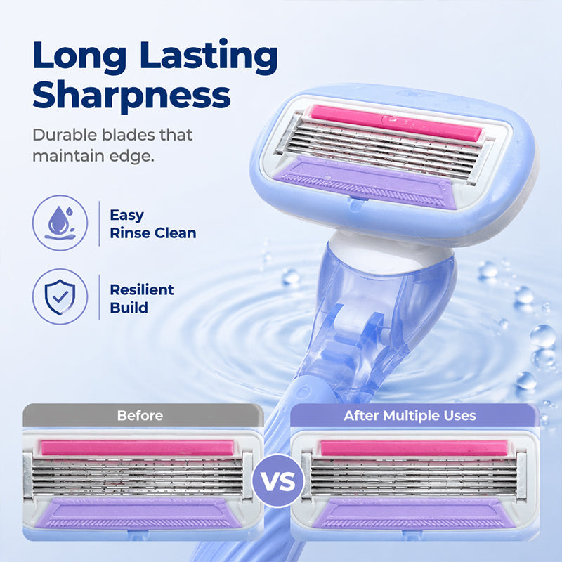 🔥Gran Oferta 50% Descuento🔥 Mango de afeitadora femenina de 5 cuchillas – empuñadura ergonómica antideslizante, compatible con recambios 🪒