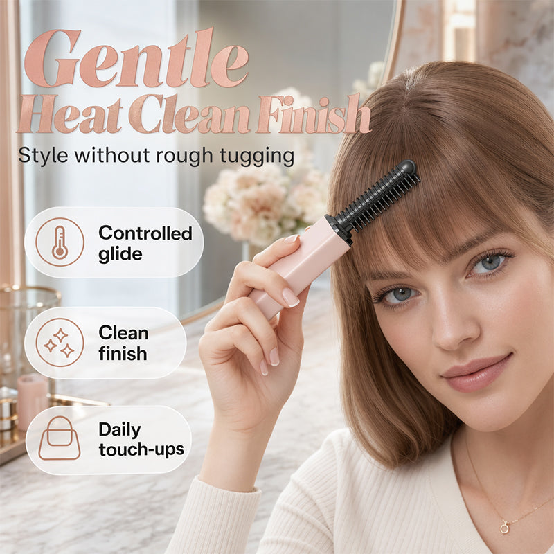 🎁⚡¡Más de 50.000 unidades vendidas! 👩Modela tu cabello en 3 segundos. Crea peinados espectaculares en cualquier momento y lugar. 💁Peine mini para flequillos inalámbrico y portátil