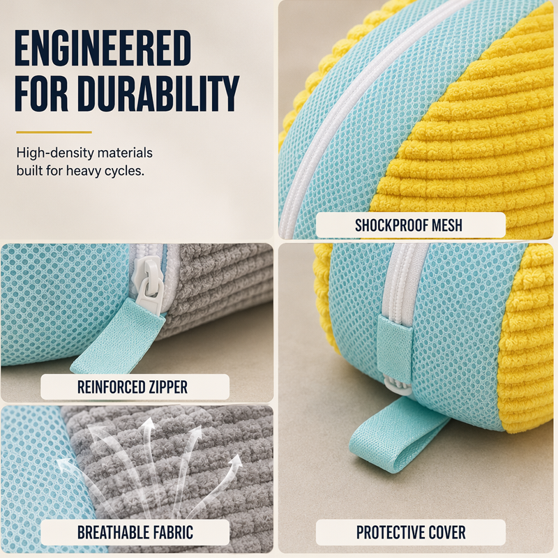 🧺¡50% de descuento por tiempo limitado! Bolsa de lavado para zapatos de calidad superior, bolsa protectora de malla absorbente de impactos con cremallera para lavar zapatos en lavadora