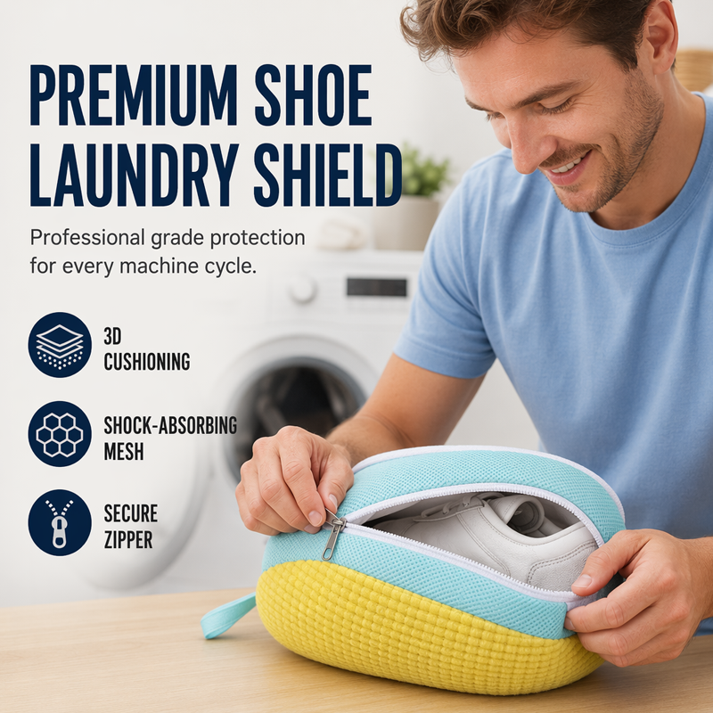🧺¡50% de descuento por tiempo limitado! Bolsa de lavado para zapatos de calidad superior, bolsa protectora de malla absorbente de impactos con cremallera para lavar zapatos en lavadora