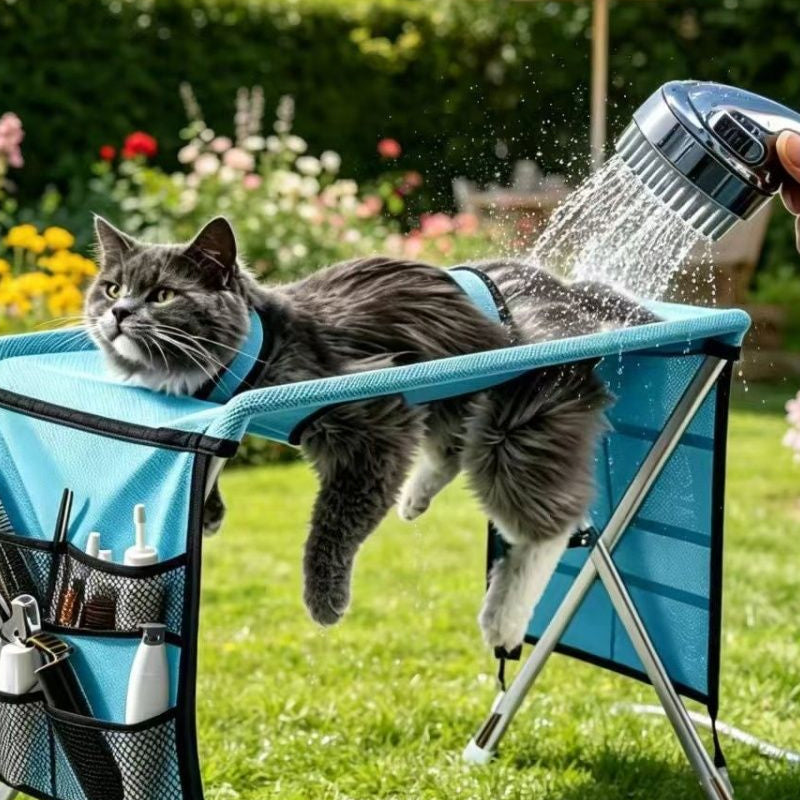 🐕🔥Oferta por tiempo limitado solo para España! 🛋️ Cama de aseo para mascotas plegable 2 en 1 – Superficie de aseo estable y cama de descanso cómoda – Cuida tu espalda durante el corte de uñas y el secado 💪✨