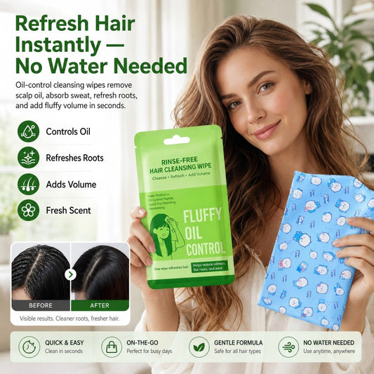 Toallitas limpiadoras para cabello portátiles sin agua