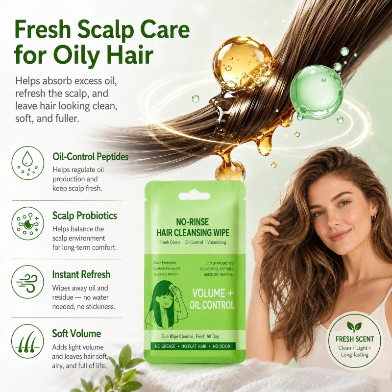 Toallitas limpiadoras para cabello portátiles sin agua