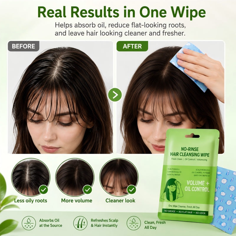Toallitas limpiadoras para cabello portátiles sin agua