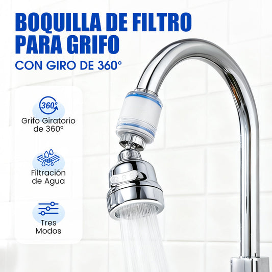 Boquilla de Filtro para Grifo con Giro de 360° y 3 Modos de Regulación