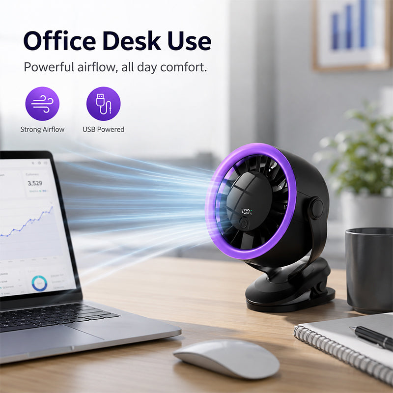 Ventilador USB portátil con pantalla digital