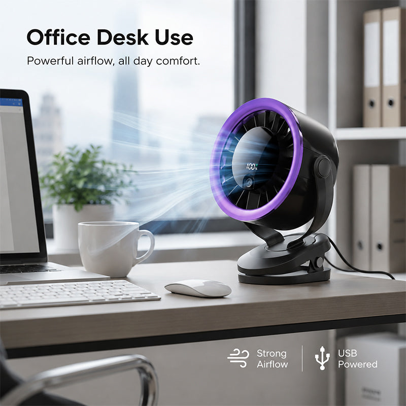 Ventilador USB portátil con pantalla digital