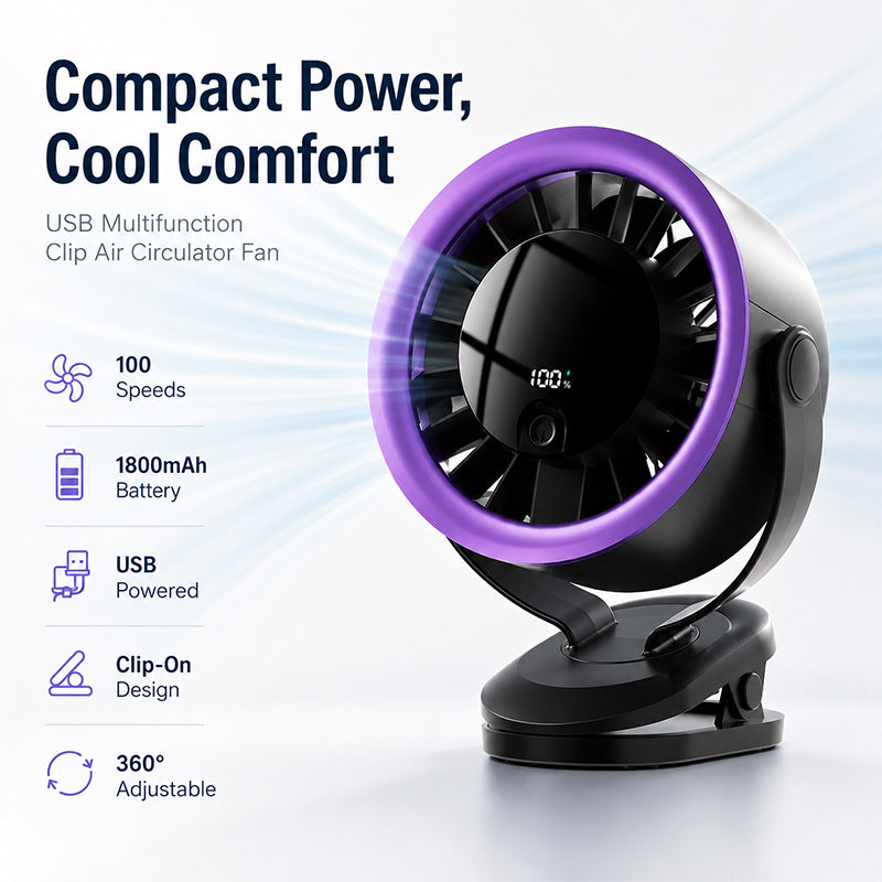 Ventilador USB portátil con pantalla digital
