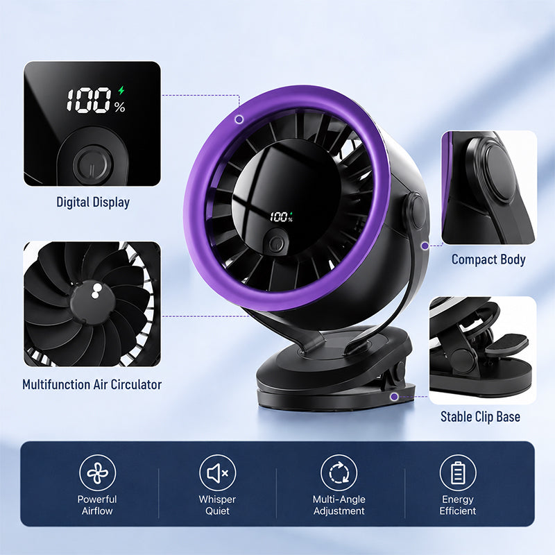 Ventilador USB portátil con pantalla digital