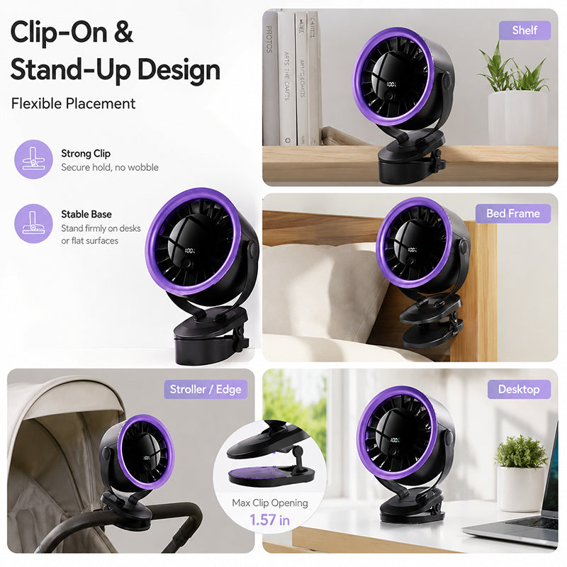 Ventilador USB portátil con pantalla digital