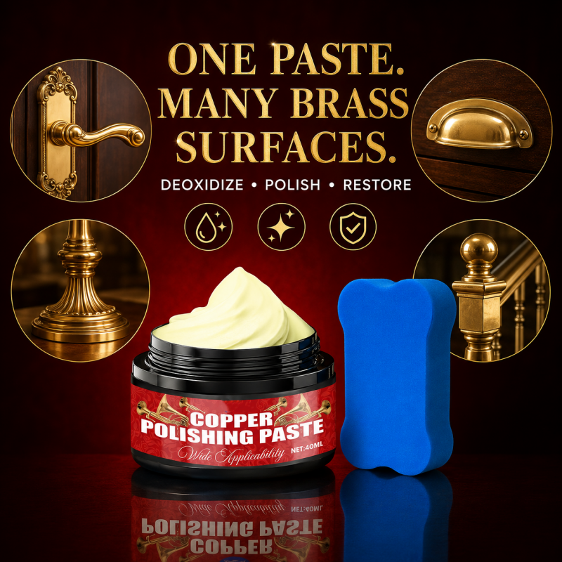 🔥Gran Oferta 50 % DESCUENTO🔥 Pasta pulidora para cobre y latón – sin rayaduras, incluye esponja, restaura el brillo✨