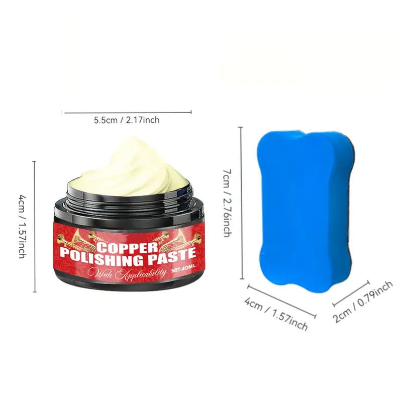 🔥Gran Oferta 50 % DESCUENTO🔥 Pasta pulidora para cobre y latón – sin rayaduras, incluye esponja, restaura el brillo✨