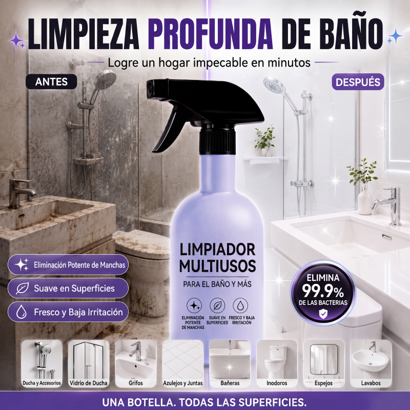 Spray limpiador multiusos de bicarbonato de sodio