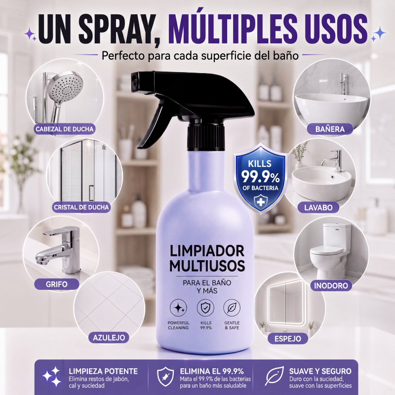 Spray limpiador multiusos de bicarbonato de sodio