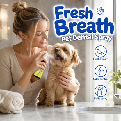 🔥Gran Oferta 50% DESCUENTO🔥 Spray refrescante para el aliento de mascotas – Menta y enzimas, sin necesidad de cepillar🐶