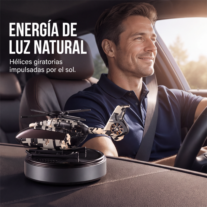 Difusor de aroma para coche en forma de helicóptero giratorio con energía solar