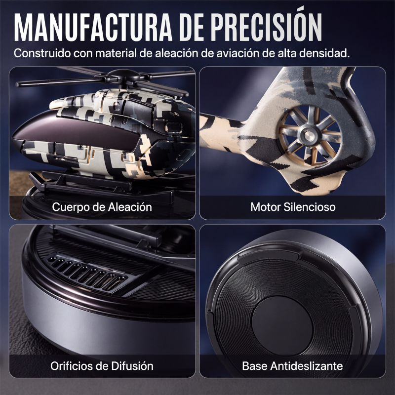 Difusor de aroma para coche en forma de helicóptero giratorio con energía solar